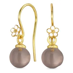 margeritt røykfarget kvarts ørekroker i forgylt sølv