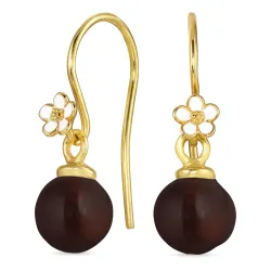 margeritt rød krystall ørekroker i forgylt sølv