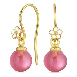 margeritt rosa krystall ørekroker i forgylt sølv