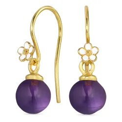 margeritt lilla krystall ørekroker i forgylt sølv