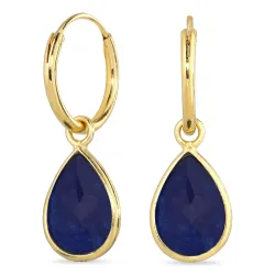 dråpe jadestein creol i forgylt sølv