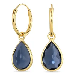 dråpe blå krystall creol i forgylt sølv