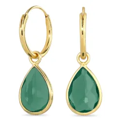 dråpe grønn krystall creol i forgylt sølv