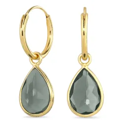 dråpe mørkegrønn krystall creol i forgylt sølv