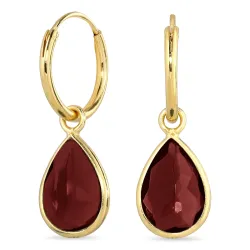 dråpe rød krystall creol i forgylt sølv