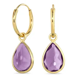 dråpe lilla krystall creol i forgylt sølv