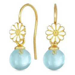 margeritt lyseblå krystall ørekroker i forgylt sølv