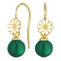 margeritt grønn krystall ørekroker i forgylt sølv