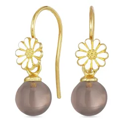 margeritt røykfarget kvarts ørekroker i forgylt sølv