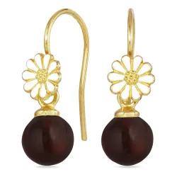 margeritt rød krystall ørekroker i forgylt sølv