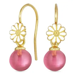 margeritt rosa krystall ørekroker i forgylt sølv