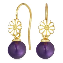 margeritt lilla krystall ørekroker i forgylt sølv