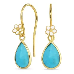 margeritt turkis ørekroker i forgylt sølv