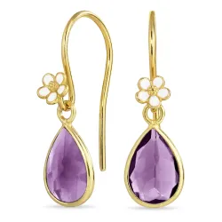 margeritt lilla krystall ørekroker i forgylt sølv