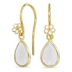 margeritt månestein ørekroker i forgylt sølv