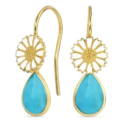 margeritt turkis ørekroker i forgylt sølv