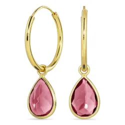 18 mm rosa krystall creol i forgylt sølv