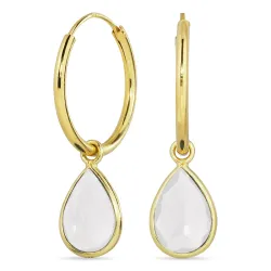 18 mm månestein creol i forgylt sølv