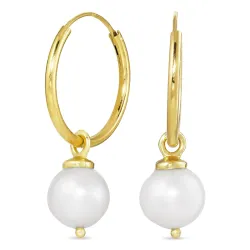 18 mm perle creol i forgylt sølv
