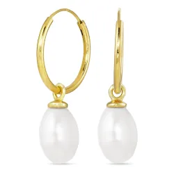 18 mm perle creol i forgylt sølv