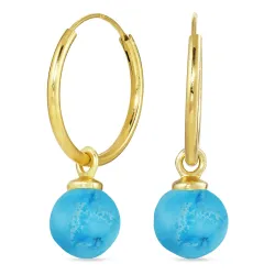 18 mm syntetisk turkis creol i forgylt sølv