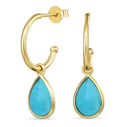 12 mm turkis creol i forgylt sølv