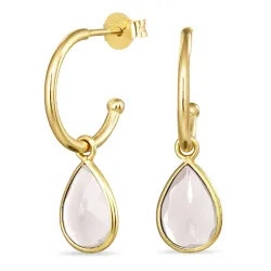 12 mm hvit krystall creol i forgylt sølv