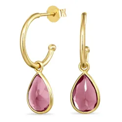 12 mm rosa krystall halvcreol i forgylt sølv