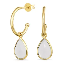 12 mm månestein halvcreol i forgylt sølv