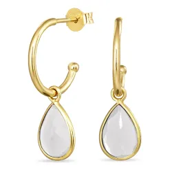 12 mm klar quartz halvcreol i forgylt sølv