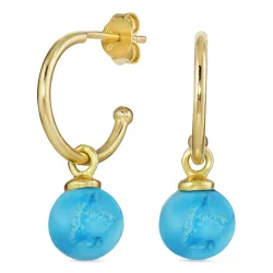 12 mm syntetisk turkis halvcreol i forgylt sølv