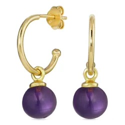 12 mm lilla krystall halvcreol i forgylt sølv