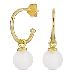 12 mm månestein halvcreol i forgylt sølv