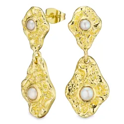 perle øredobber i forgylt messing - Eliné