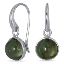 runde grønn krystall øredobber i forsølvet messing - Loom Stones