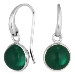 runde mørkegrønn krystall øredobber i forsølvet messing - Loom Stones