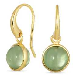 runde lysegrønn krystall øredobber i forgylt messing - Loom Stones