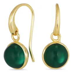 runde mørkegrønn krystall øredobber i forgylt messing - Loom Stones