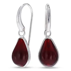 dråpe rød krystall øredobber i forsølvet messing - Loom Stones