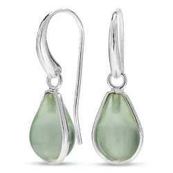 dråpe lysegrønn krystall øredobber i forsølvet messing