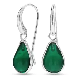 dråpe mørkegrønn krystall øredobber i forsølvet messing