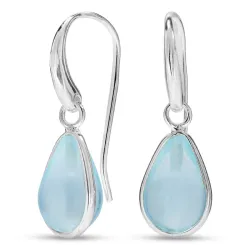 dråpe blå krystall øredobber i forsølvet messing