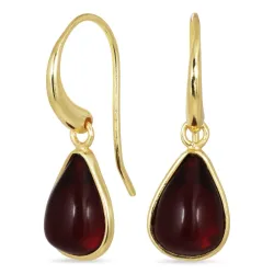 dråpe rød krystall øredobber i forgylt messing - Loom Stones