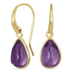 dråpe lilla krystall øredobber i forgylt messing - Loom Stones