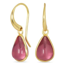 dråpe rosa krystall øredobber i forgylt messing - Loom Stones