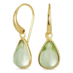 dråpe grønn krystall øredobber i forgylt messing - Loom Stones