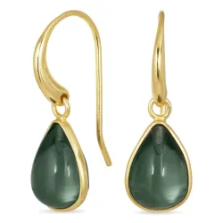 dråpe grønn krystall øredobber i forgylt messing - Loom Stones