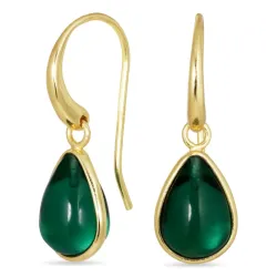 dråpe mørkegrønn krystall øredobber i forgylt messing - Loom Stones