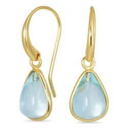 dråpe blå krystall øredobber i forgylt messing - Loom Stones