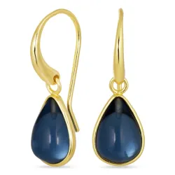 dråpe mørkeblå mørkeblå krystall øredobber i forgylt messing - Loom Stones